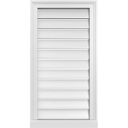 Ekena Millwork Vertical Surface Mount PVC Gable Vent: Functional, w/ 2"W x 2"P Brickmould Sill Frame, 18"W x 34"H GVPVE18X3403SF